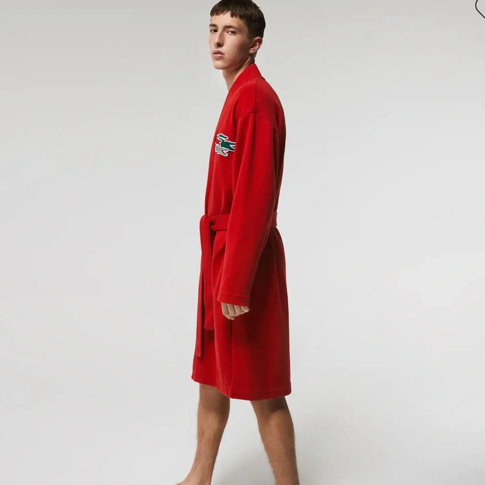 LAST ONE ‼️NWT Men’s Embroidered Crocodiles Loose Cotton Blend Bathrobe - Picture 2 of 4